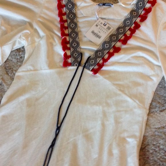 Zara  Bohemian  Pom Pom Tassel Dress - Picture 11 of 14